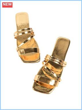 Metallic Strappy Open Toe Flat Sandals